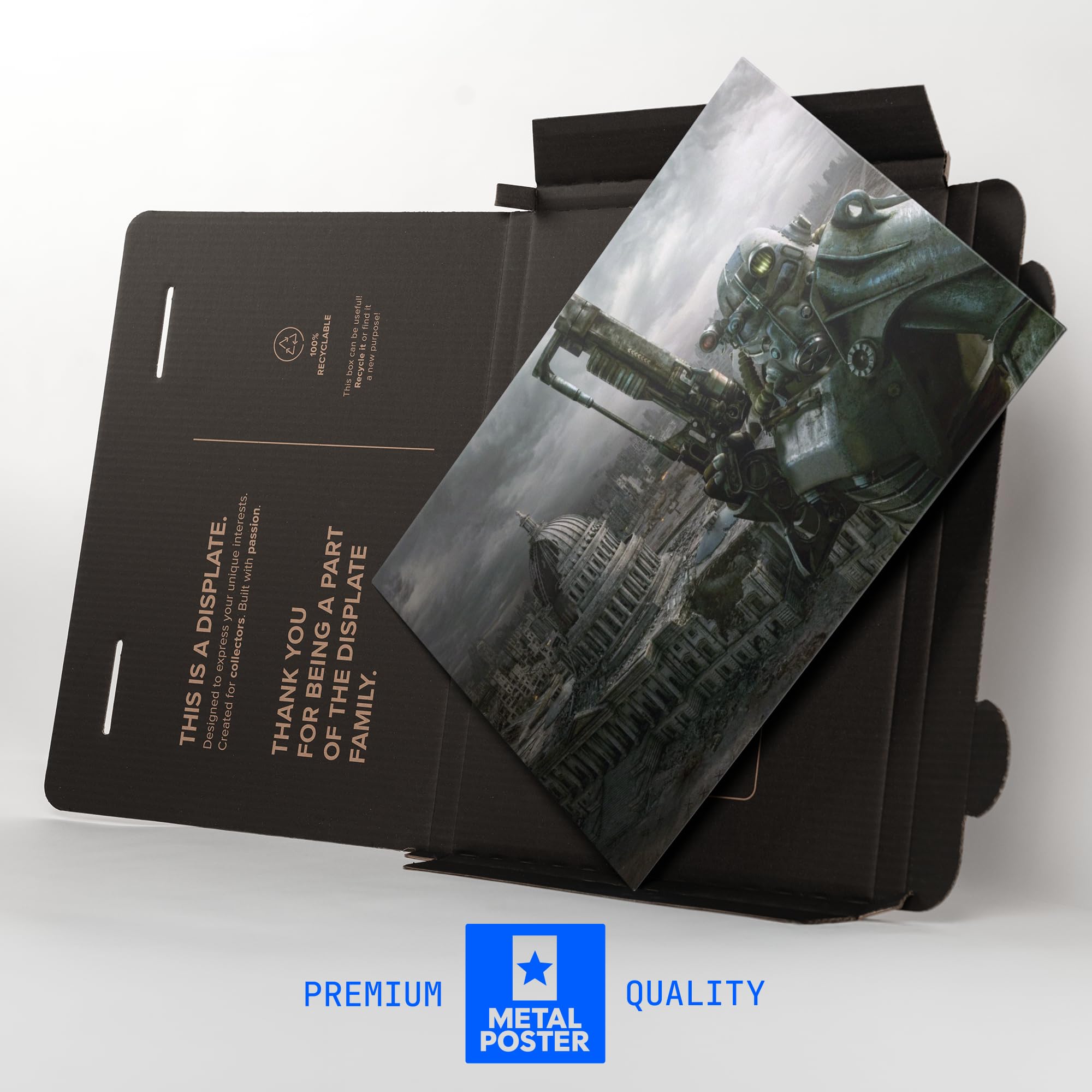 Displate - Póster de Metal - Montado con Imán - Fallout - Mech Suit Horizontal
