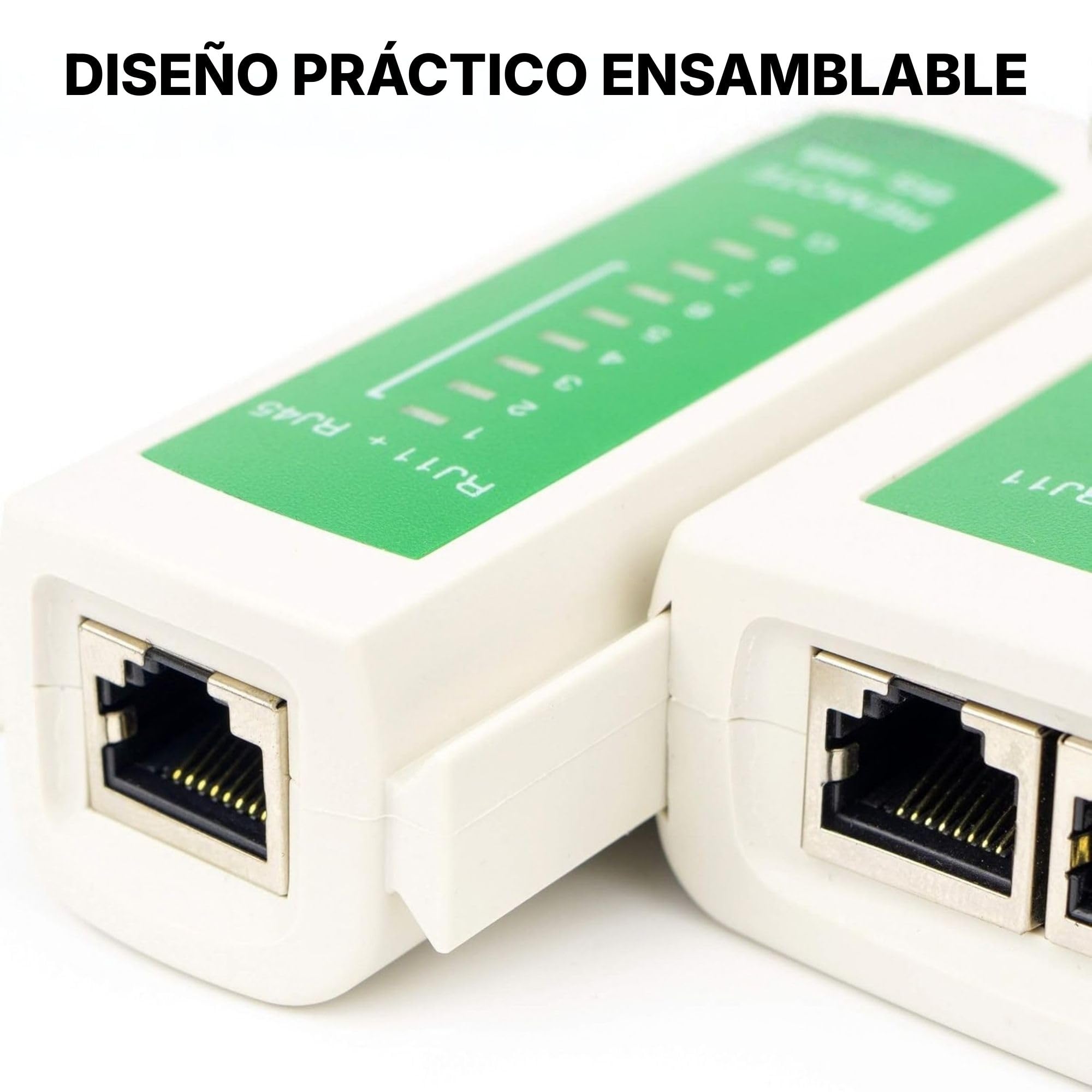 Incutex Comprobador de Cable, Tester Línea RJ45 RJ11 Ethernet LAN Cat5 Cat6 Localizador, Kit de Probador de Cable, blanco-verde