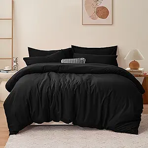 RUIKASI Black Duvet Cover Queen - Soft Bedding Microfiber Duvet Cover Sets for Queen Size Bed, Quilt Cover with Zipper Closure
