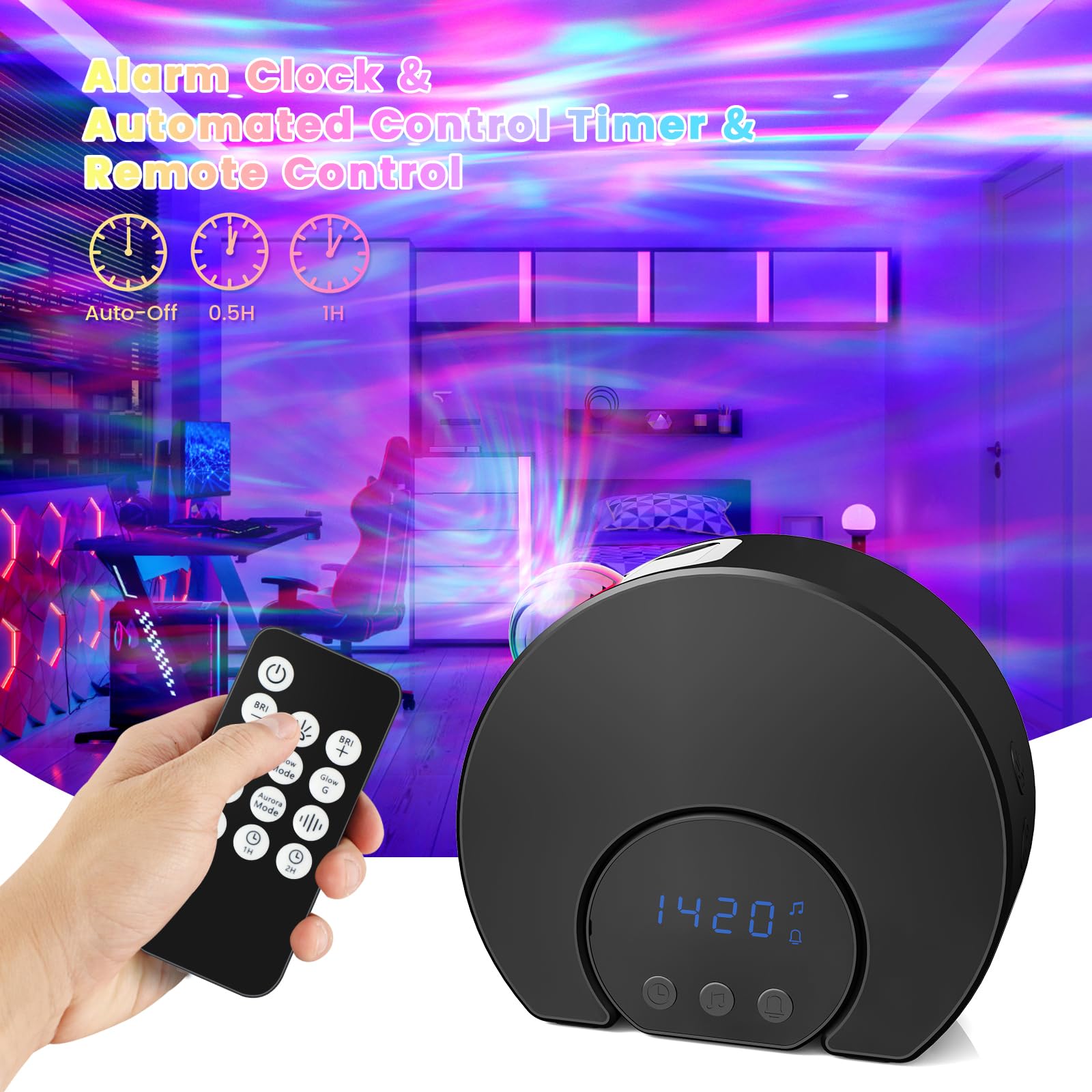 Proiettore luce camera, proiettori a luce di luna, altoparlanti Bluetooth e timer dominato, illuminazione per bambini, camera da letto adulta, feste, oggetti da arredamento, facilmente rimovibili