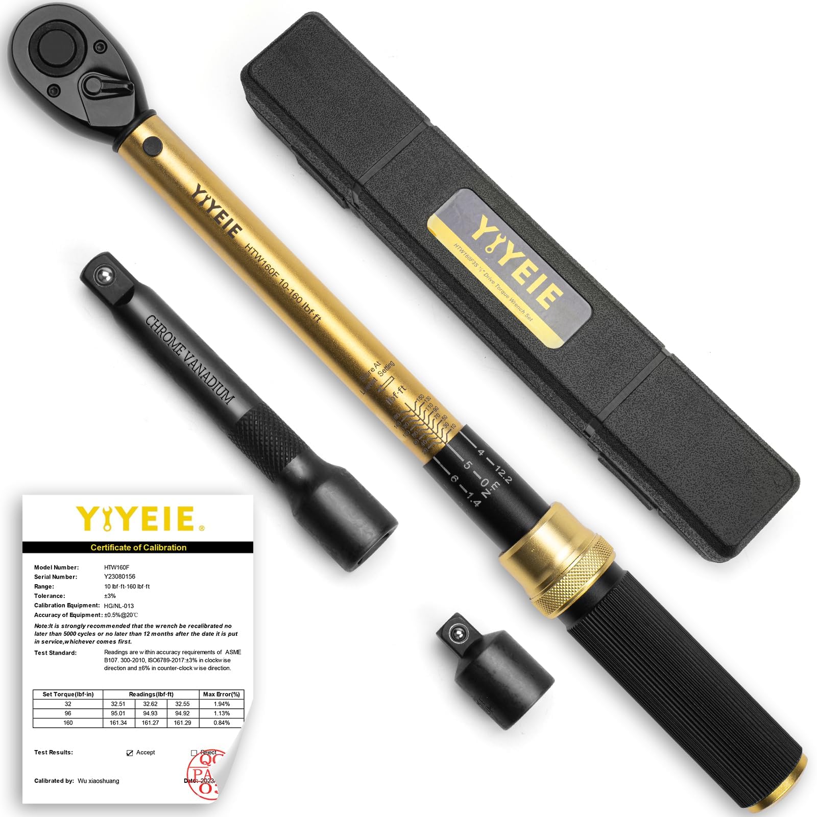 YIYEIE 1/2-Inch Drive Torque Wrench, 10-160 FT.LB (10-227 Nm), 72