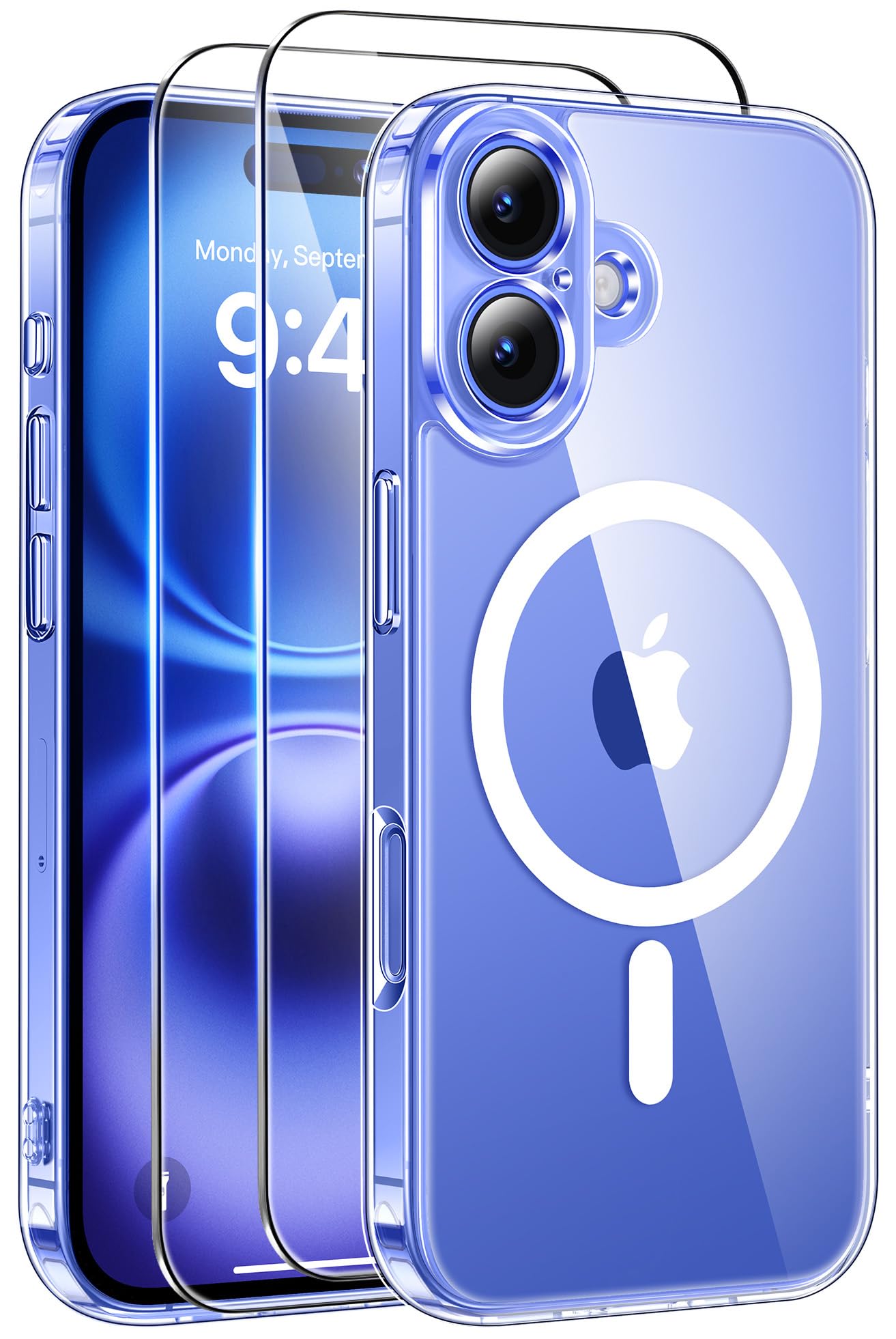 Qasyfanc Magnetic for iPhone 15 Case with 2 Tempered Glass Screen Protector, Compatible with MagSafe, Full Camera Protection, [Anti-Yellowing] Shockproof Protection Phone Case, Clear — view 31