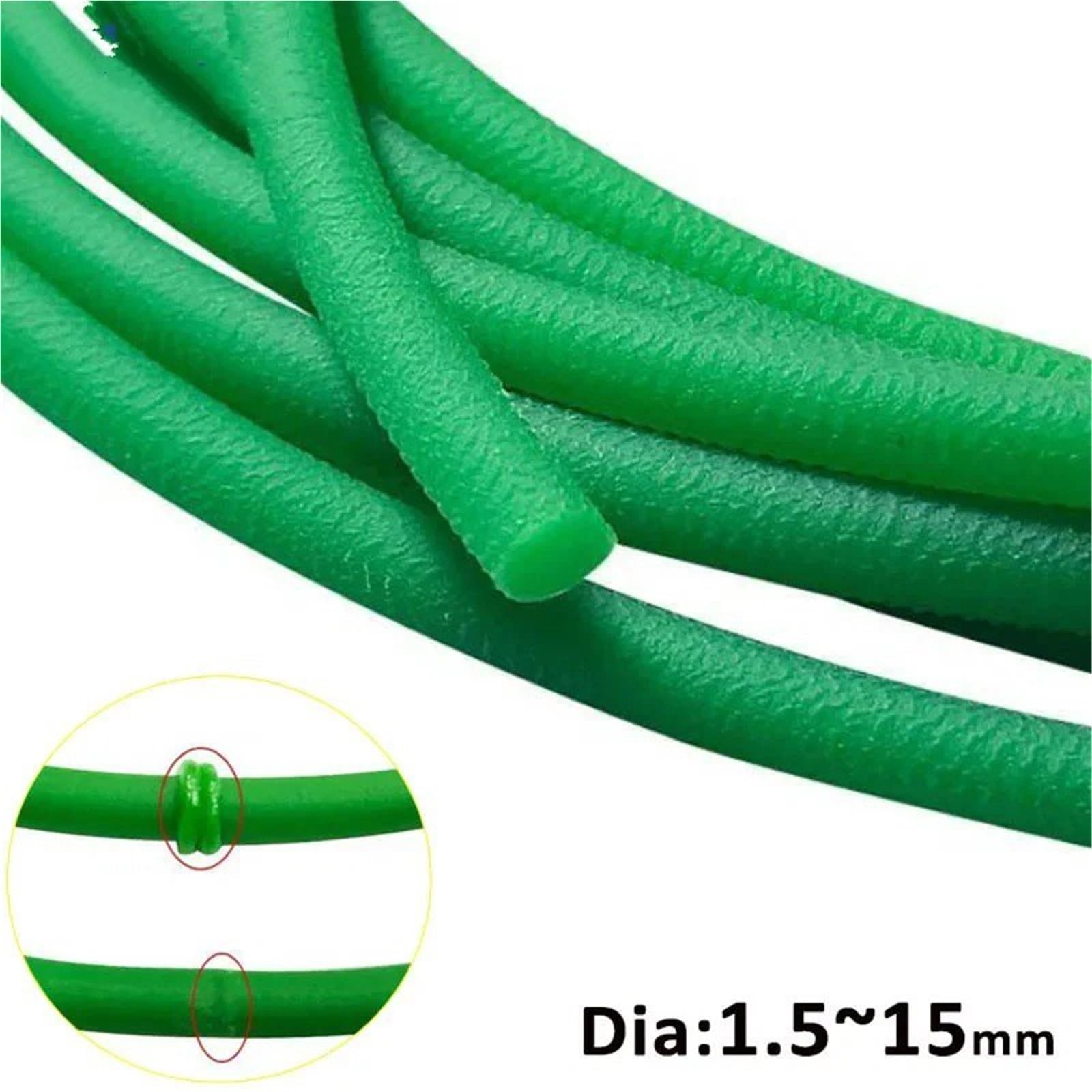 Cinghie Poly-V 1,5 2 2,5 3 3,5 4 5 6 7 8 10 12mm Nastri Trasportatori In Poliuretano Verde Rotondo Cinghia Trasmissione In PU Diametro Del Cavo Fusibile