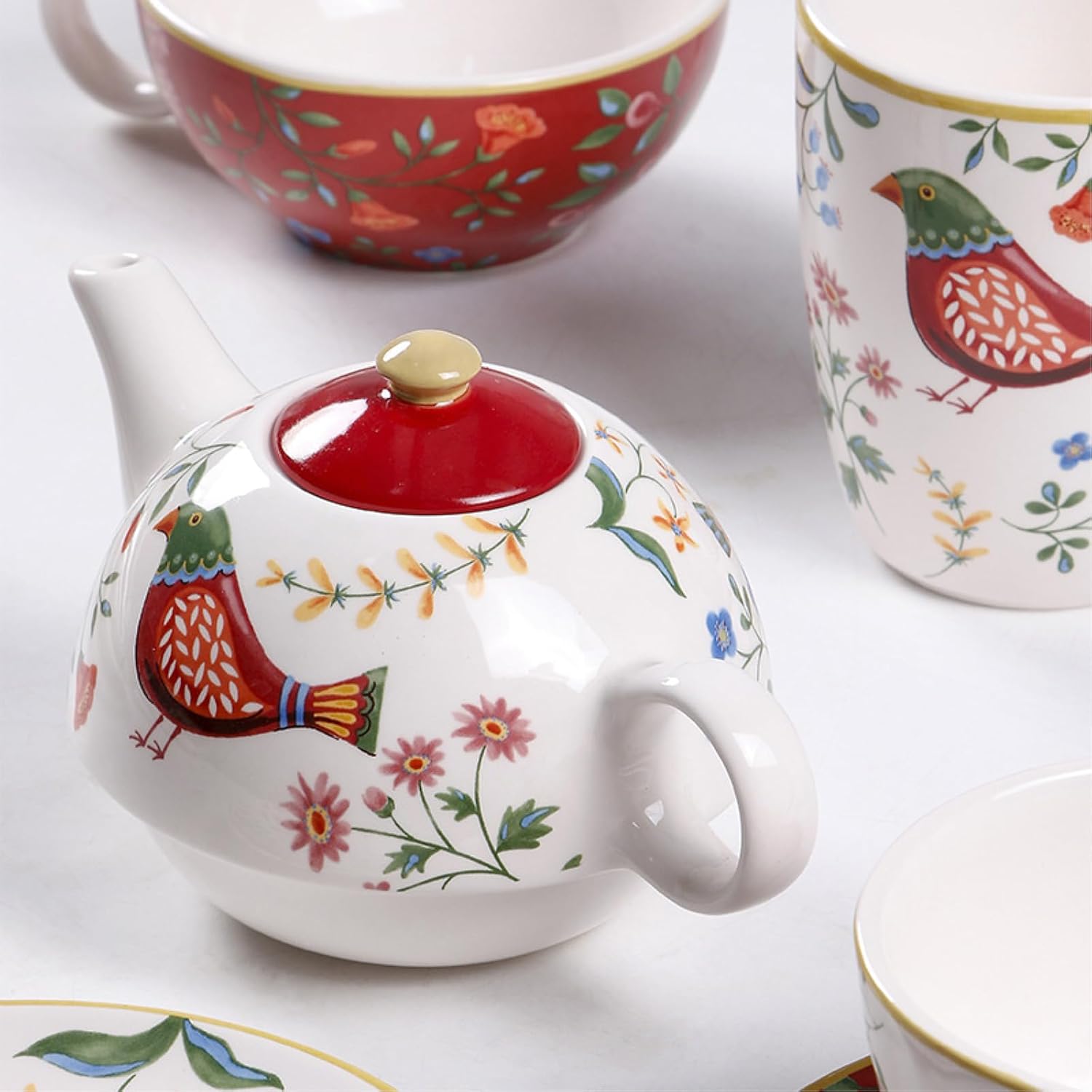 Creative painted ceramic coffee pot English scented tea mother pot set-Eden