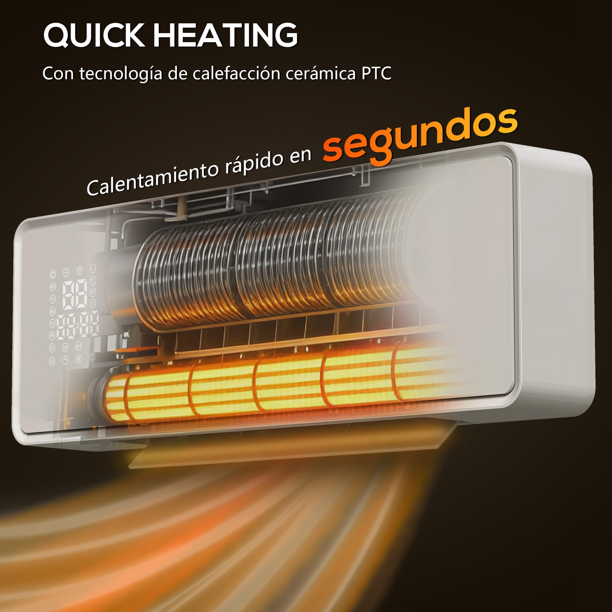 HOMCOM Calefactor Eléctrico Bajo Consumo Cerámico de Pared 2000W, 3 Modos