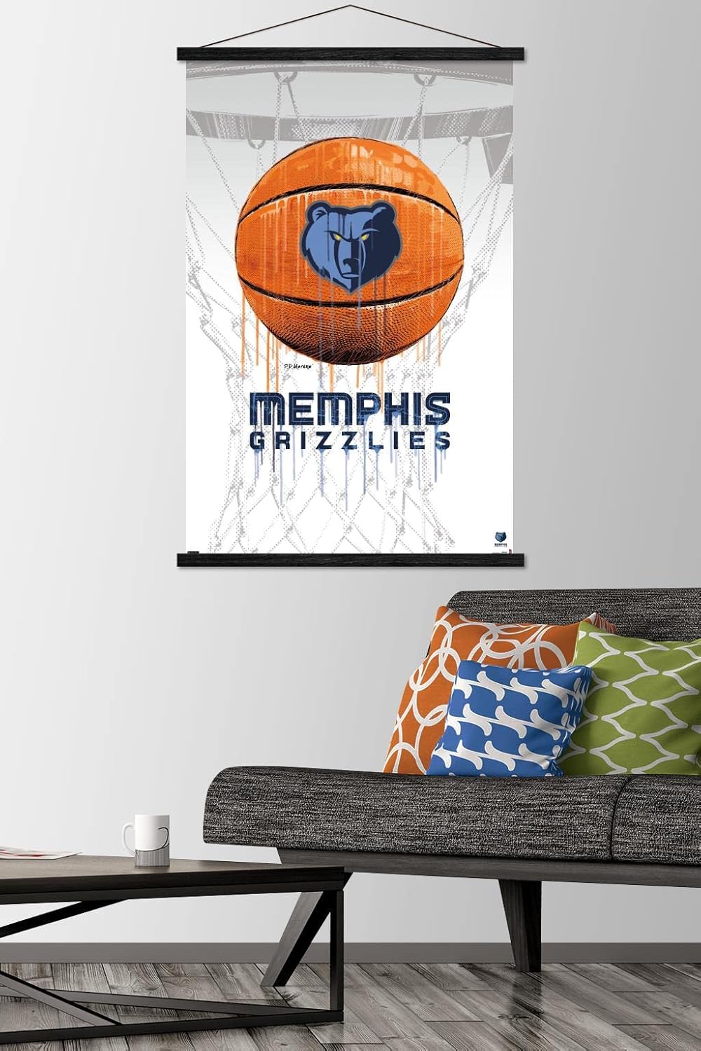 Trends International NBA Memphis Grizzlies - Drip Basketball 21 Wall Poster, 22.375" x 34", Premium Print and Black Hanger Bundle