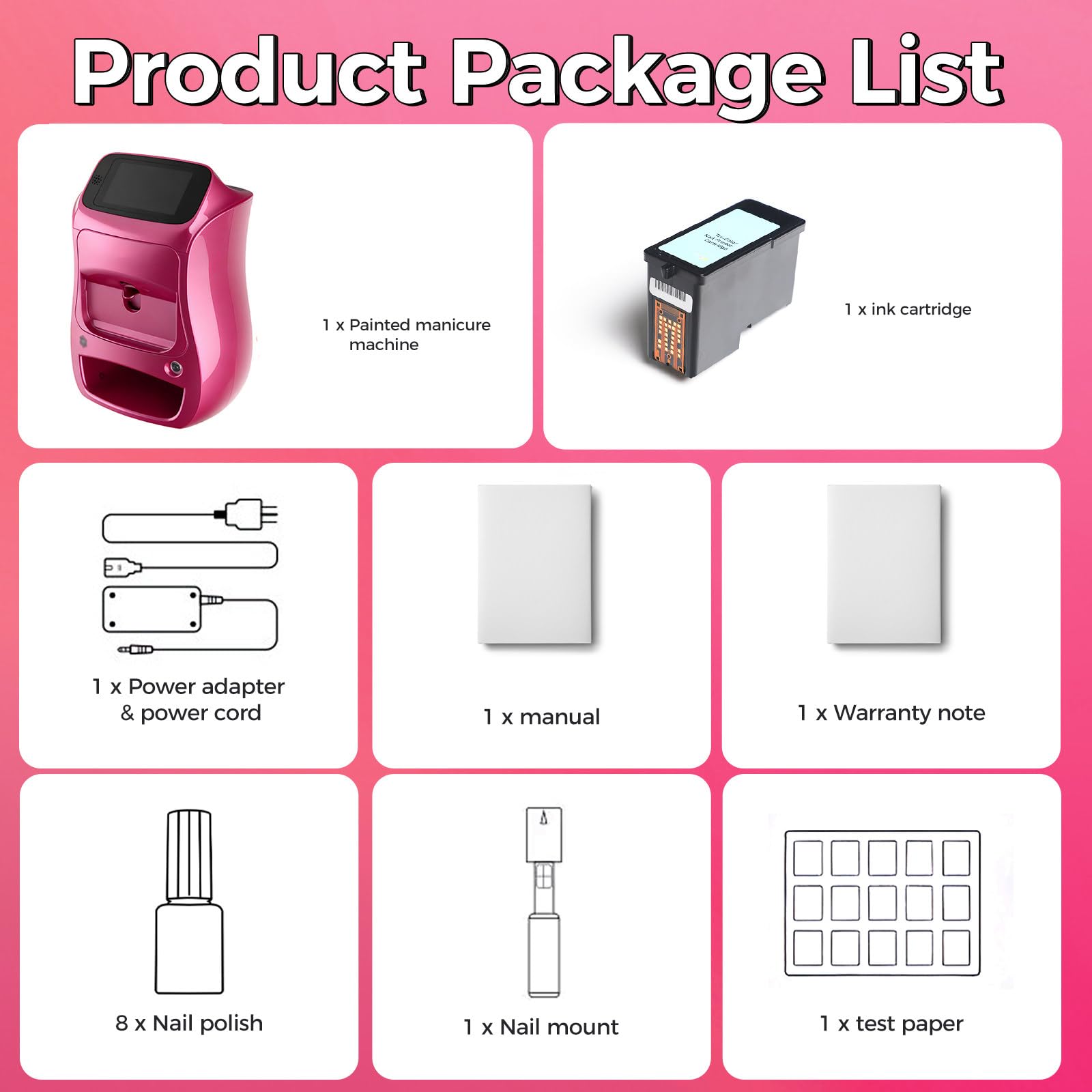 Stampante per Unghie Gel, Stampante per Unghie Elettrica, Disegno rapido 10s, Stampante per Unghie con App e Bluetooth, Stampante per Unghie Professionale, per DIY,Studi per Unghie Pink