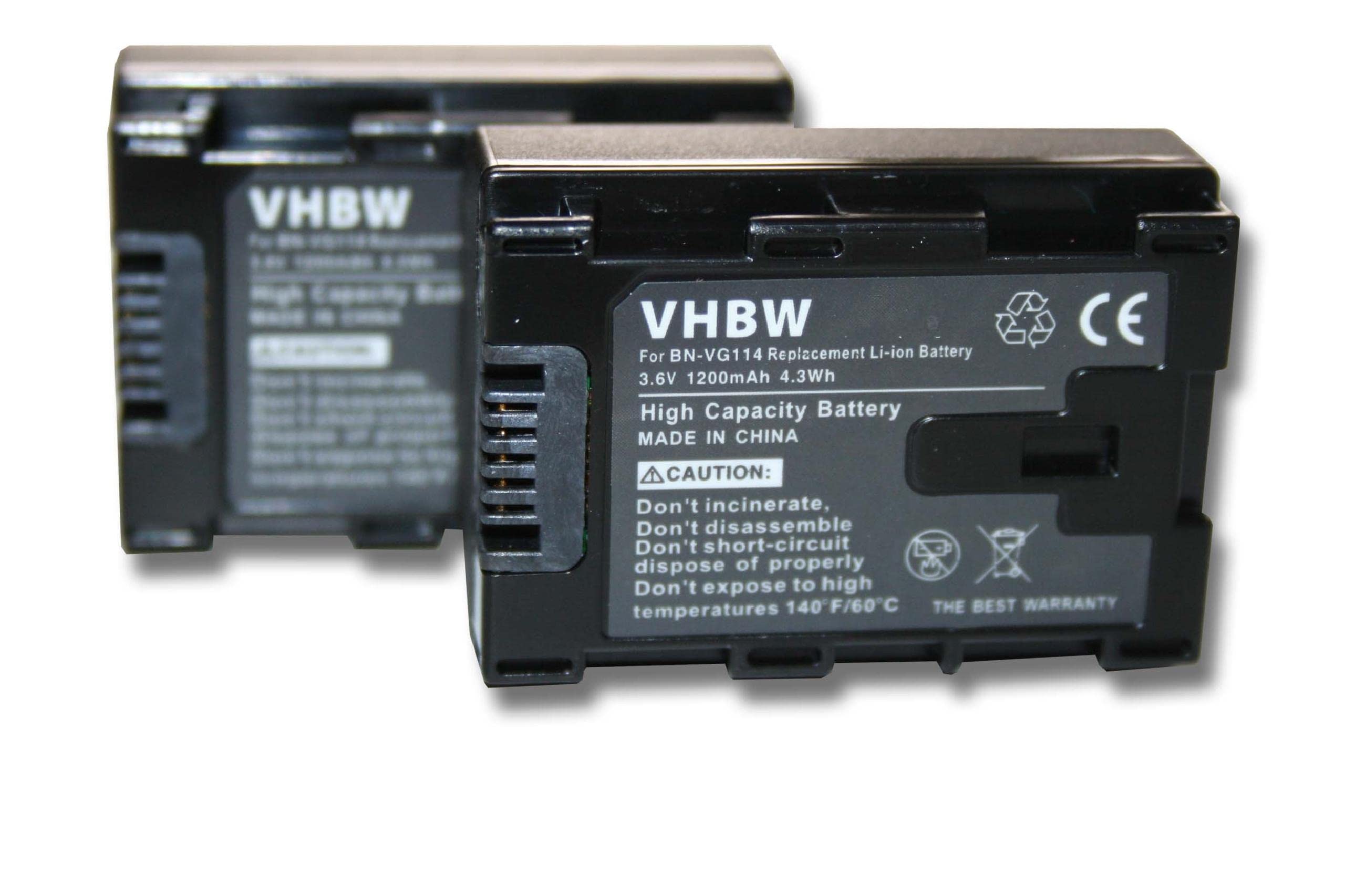 vhbw 2X Batterie Remplacement pour JVC BN-VG114U