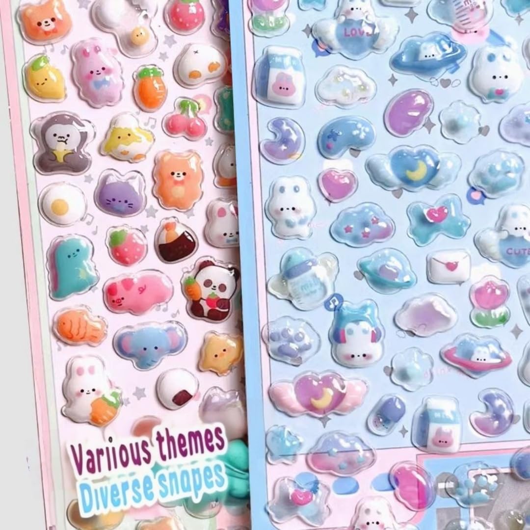 3D Puffy Stickers, Kawaii Resin Decorative Stickers for Phone Case, Notebook, Scrapbooking (Style-2)