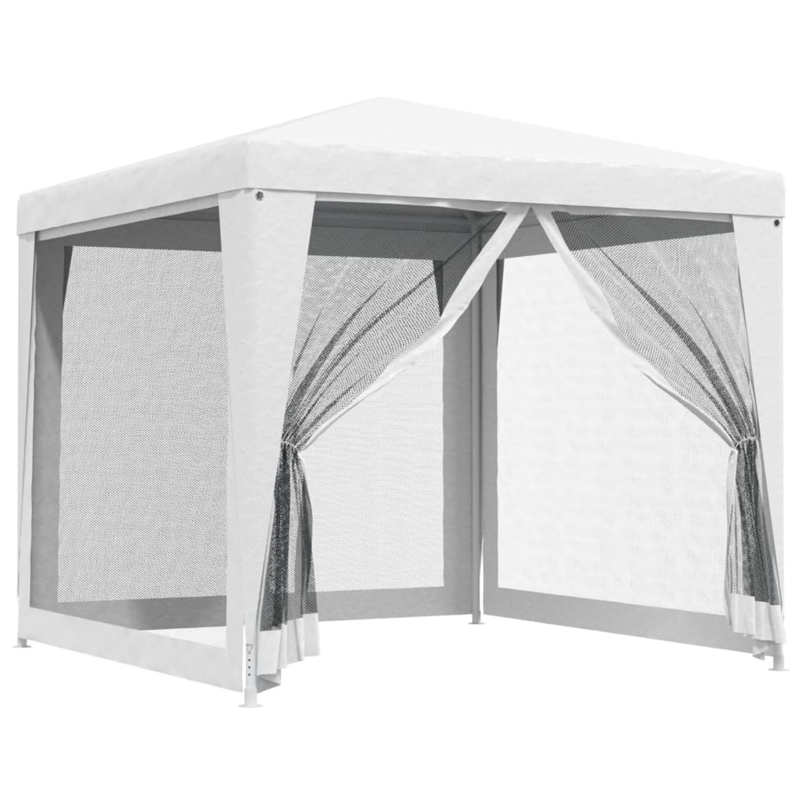 Partyzelt mit 4 Netz-Seitenwänden, Party Deko, Festzelt, Pavillon, Garden Decoration, Canopy Tent, Lagerzelt, Gartenpavillon, 2,5 x 2,5 m Weiß