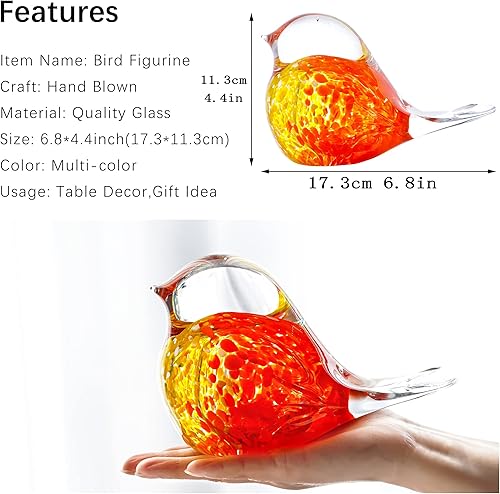 Miniatura 2 de QFkris Figura de pájaro de vidrio soplado de 7 pulgadas, coleccionables, hecha a mano, papel, papel, arte de vidrio, escultura de animales,