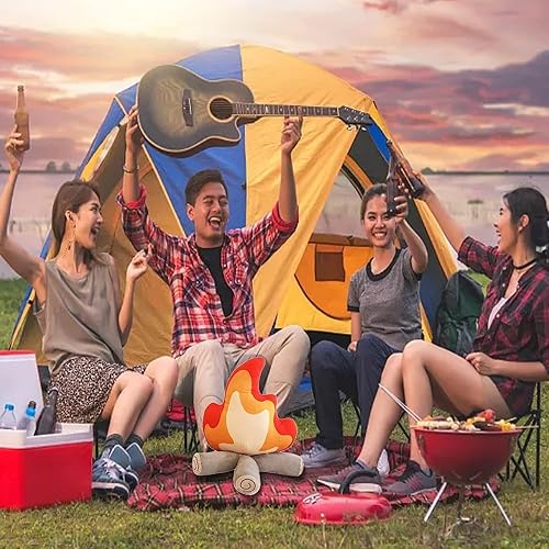 Miniatura 5 de Divertido peluche de fogata, almohada falsa de 17.7 pulgadas, muñeca de fuego de dibujos animados de peluche suave, juguete de peluche de fogata de