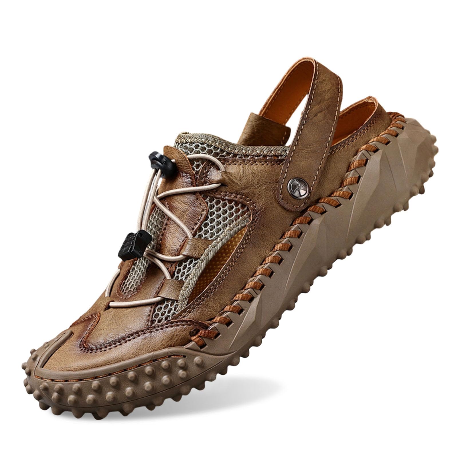 Sandalias Trekking Hombre Suela de Goma Cuero con Bandas Ajustables Zapatillas Deportivas Moderno Abiertas Transpirable Chancla Zapatilla Calzado Flexible para Casual Senderismo Deporte