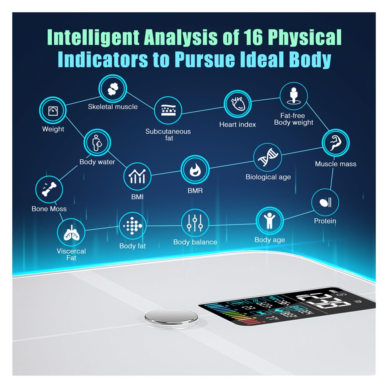Bilance Intelligenti Con Bilancia A 8 Elettrodi Digitale A Schermo BMI Da Bagno For Grasso Corporeo Bluetooth Preciso E Facile Da Leggere