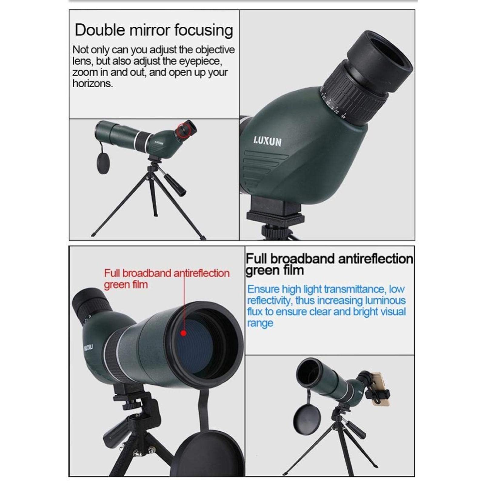Zoom Telescopio Monoculare 15-45X60 Hd Impermeabile Per Birdwatching Con Cannocchiale Da Caccia Con Treppiede Occhio Angolato Di 45 Gradi Occhio Angolato Di 45 Gradi