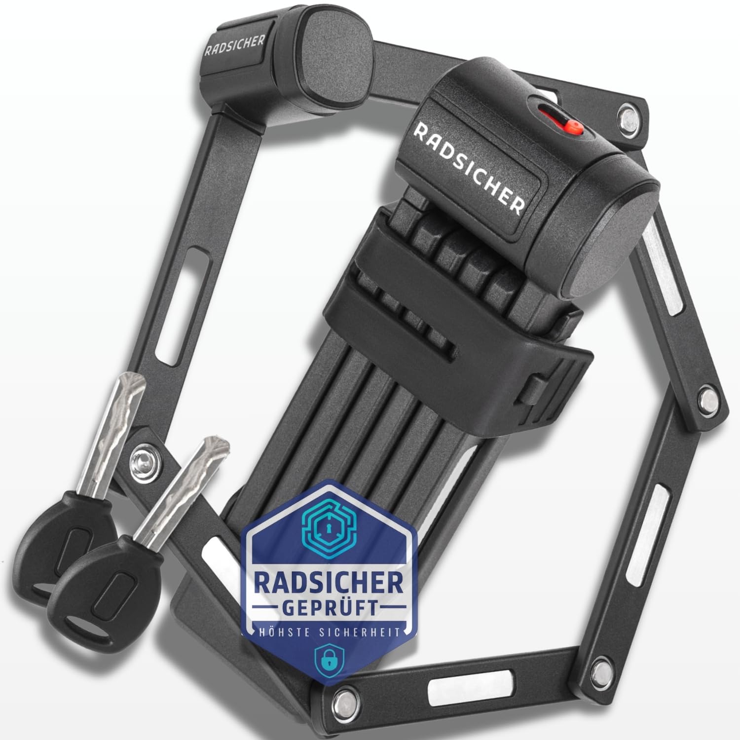RADSICHER Antivol pliable - Antivol de vélo robuste en acier - Avec support et 2 clés - Antivol pliable sécurisé pour vélo électrique, VTT et vélo de ville
