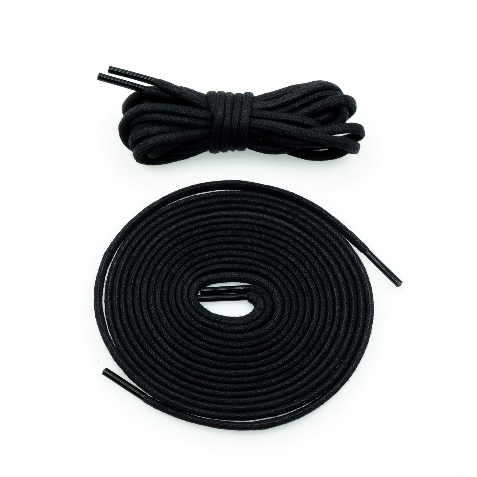 Waxed Shoelaces Round Shoe Laces Bootlaces (120CM (47.2"), Black)