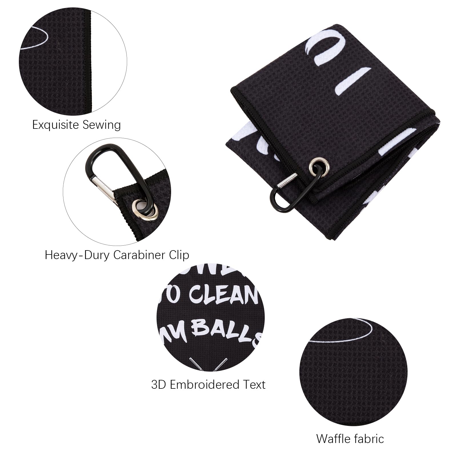 ANEETAFAN Golf Towel, Funny Golf Towel Printed Towels, Microfiber Waffle Embroidered Towels for Golf Bags with Clip, Golf Accessories, Golf Gifts for Men Women Golf Fan Golfer