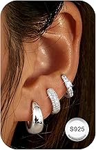 LOLIAS 3 Paia Orecchini Cerchio Argento 925 Piccoli Orecchini Donna Orecchini a Cerchio Piercing Orecchini Argento Oro