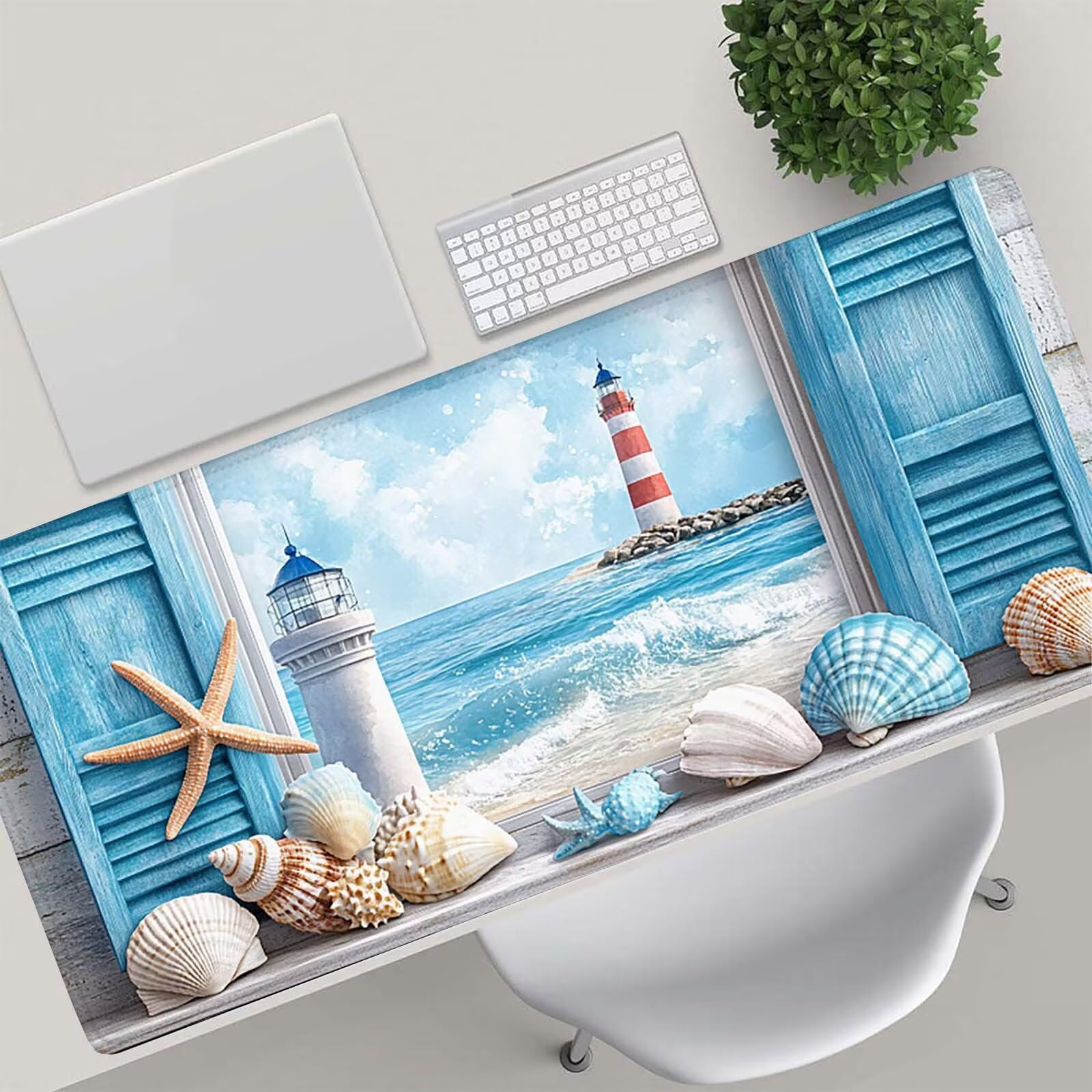 Tappetino Mouse Gaming, 1200x600mm Tappetino Mouse XXL spiaggia 0c0-246 | Mouse Pad Grande, Ottimizzato per i Sensori da Gioco, Migliora Precisione e Velocità, per Mac e PC, Faro 2