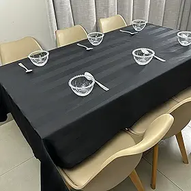 Toalha de Mesa - 6 Lugares - Retangular Jacquard 1,40x2,10m (Preto 30)
