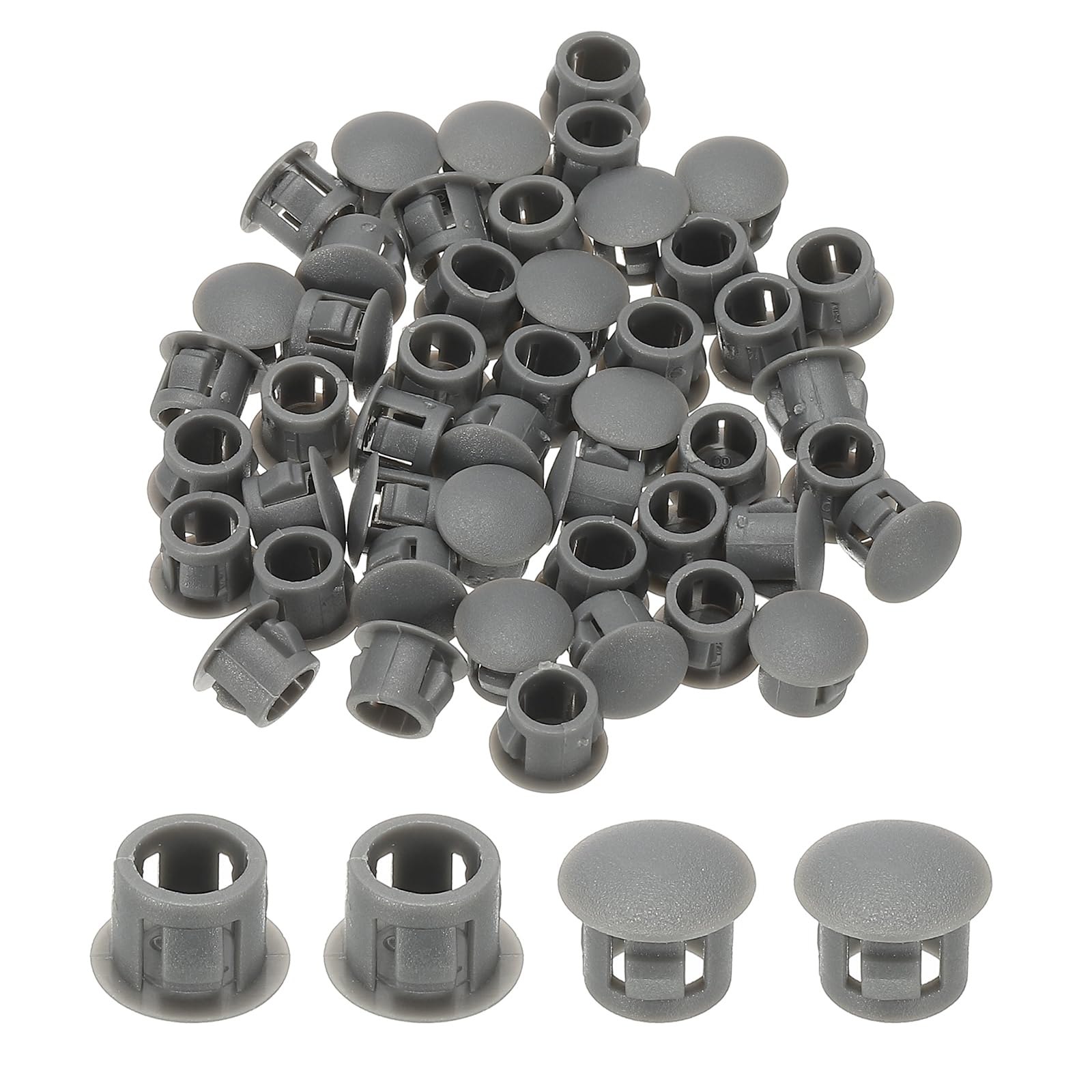 PATIKIL Plastic Screws Hole Plugs, 99 Pcs 2/7"(8mm) Round Plastic Hole Caps Snap Desk Grommet Buckle Knockout Locking Covers Furniture Insert End Cap for Kitchen Cabinet, Gray — image 1