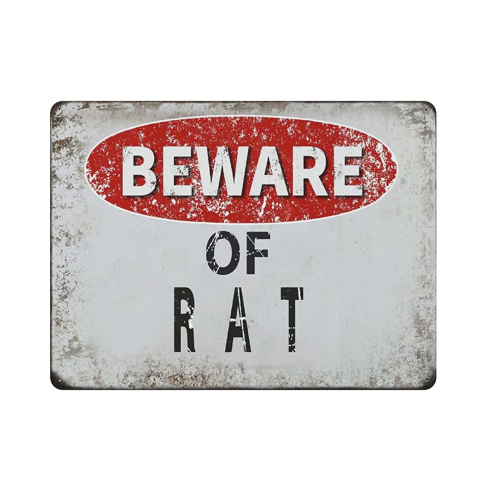 Metal Tin Sign Beware of Rat Vintage Tin Poster Metal Sign Wall Decoration Country Kitchen Home Garage Decor 12"x16"