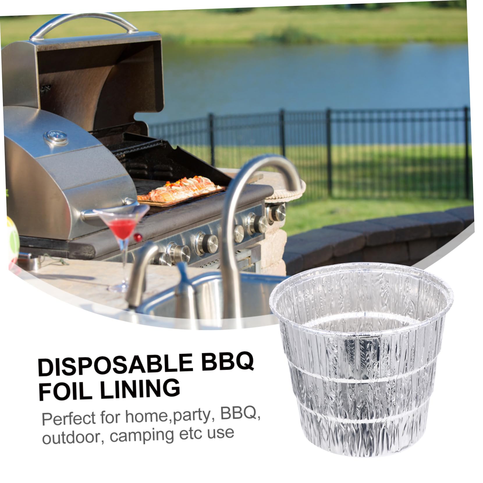 YARNOW 12pcs Drum Lining Grease Liners Drip Tray Tin Trays Bucket Liners Pellet Grill Accessories Foil Bucket Liner Replacement Foil Liner Stove Drip Pan Liners Aluminum Foil