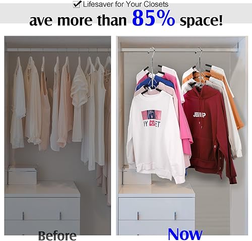 Miniatura 4 de Ripeng 8 perchas de ropa multicapa 5 en 1 para suéter y camisas, ahorro de espacio, antideslizante, de metal resistente, para blusas, árboles, para