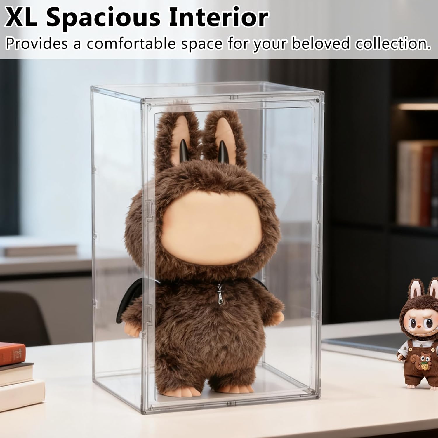 XL Display Case for Big Labubu POP MART Doll - with Magnetic Door, Acrylic Clear Dustproof Large Toy Showcase, Box Stackable Storage Cabinet - Compatible with 24 inch Oversized Plush Dolls - Image 3