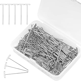 120 Pcs 1Inch T Pins, Sewing Pins, T Pins for Wigs, Wig Pins, Blocking Pins, Stainless Steel Wig T Pins Wig Straight Pins with a Clear Box for Knitting, Crocheting, Modelling and Crafts