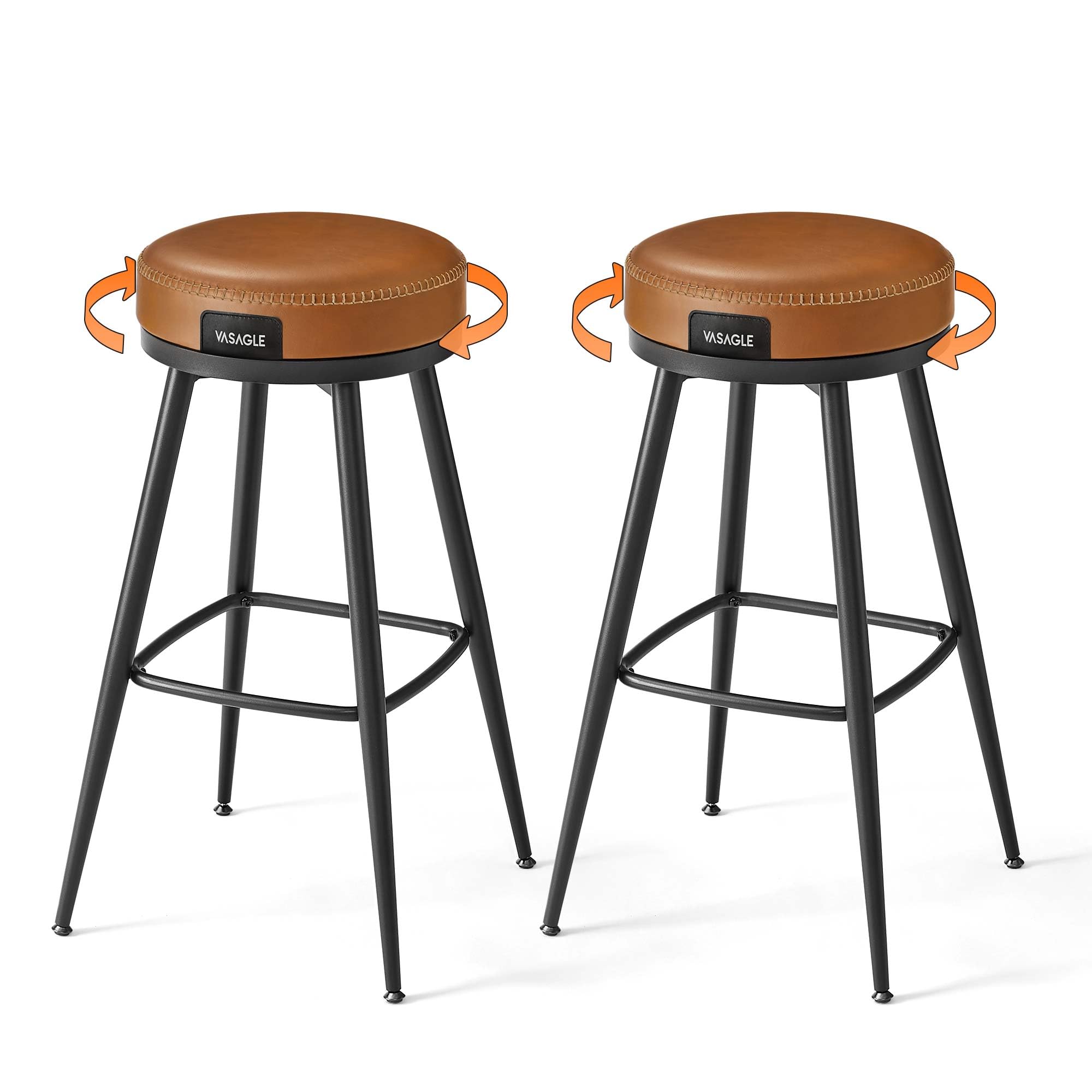 VASAGLE EKHO Swivel Bar Stools - 30-Inch, Set of 2, Caramel