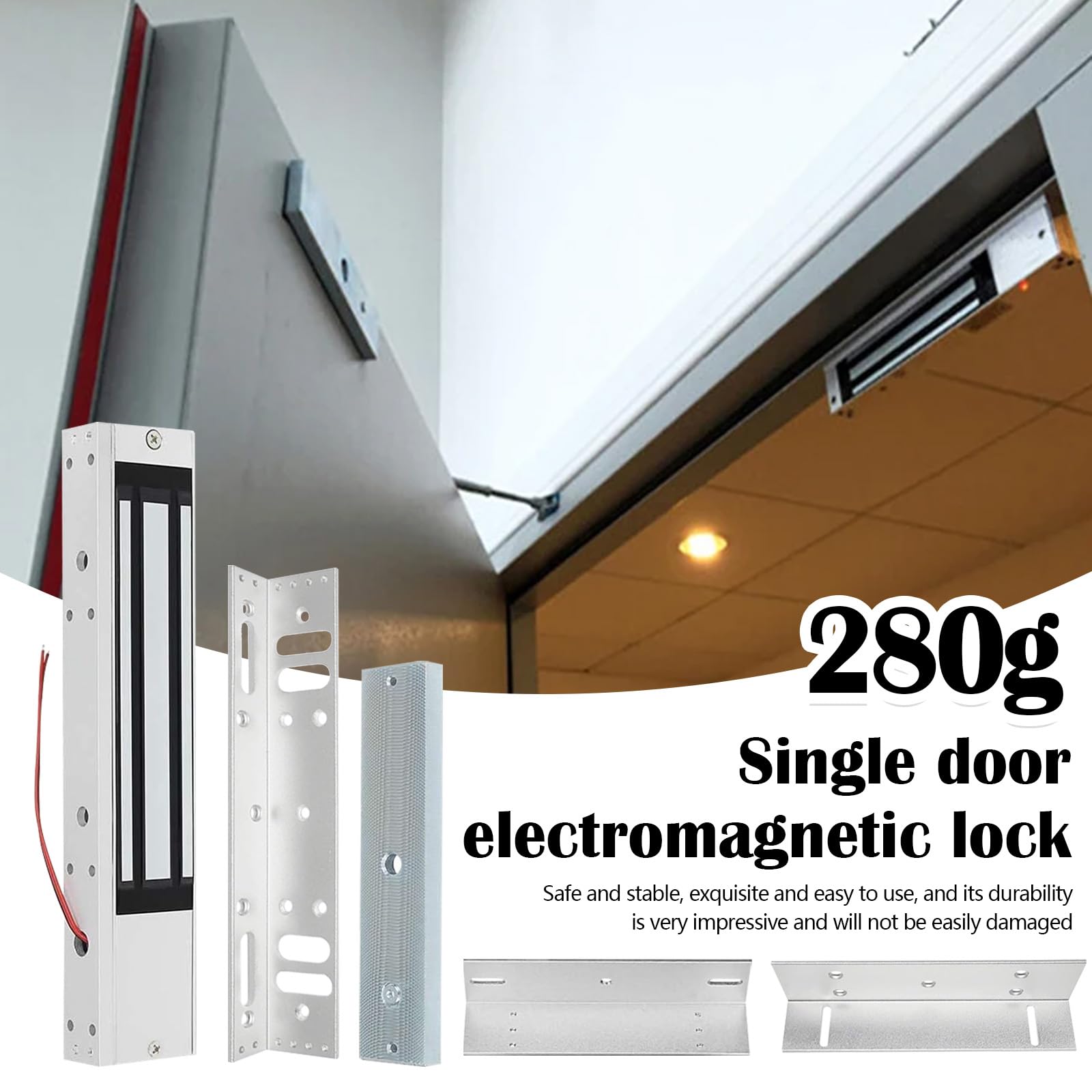 Dc 12v 280kg Cerradura MagnéTica EléCtrica Fuerza De RetencióN De 600 Libras, Para Sistema De Control De Acceso A Puerta Controlador De Host Entrada De Puerta Modo Nc Sistema De Seguridad En El Hogar