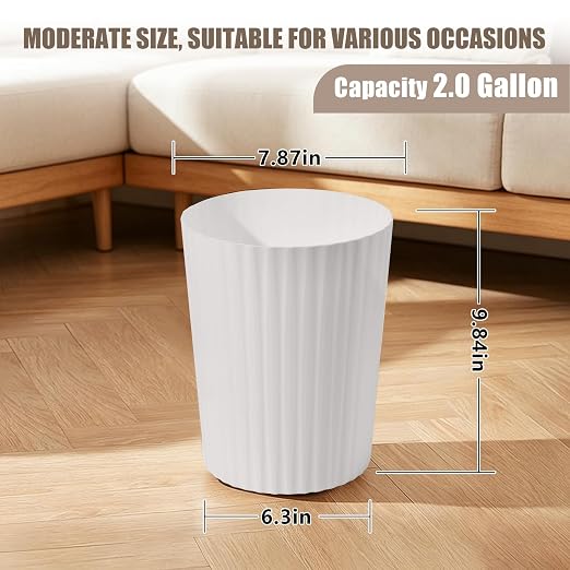 Caneca de basura pequeña de 2 galones blanca miniatura 2