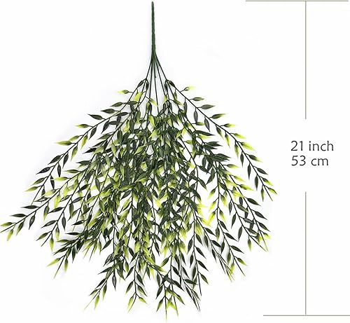 Miniatura 5 de Plantas artificiales de sauce llorón, decoración de vid colgante falsa, hojas verdes de plástico, hiedra sintética para interiores y exteriores,