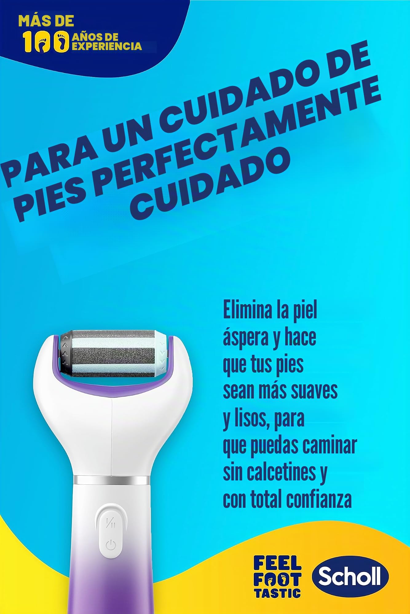 Scholl Expert Care 2 en 1 File & Smooth - Eliminador de callos eléctrico para pies suaves y sedosos, color morado