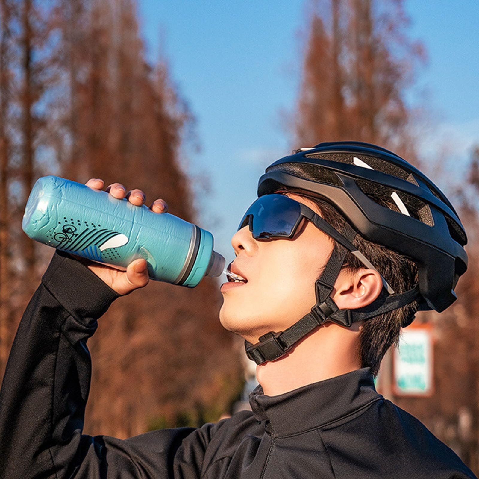 High Flows Boquillas Universales Botellas de agua para bicicleta, botellas de ciclismo con doble aislamiento para fitness al aire libre, botella térmica con exprimidor