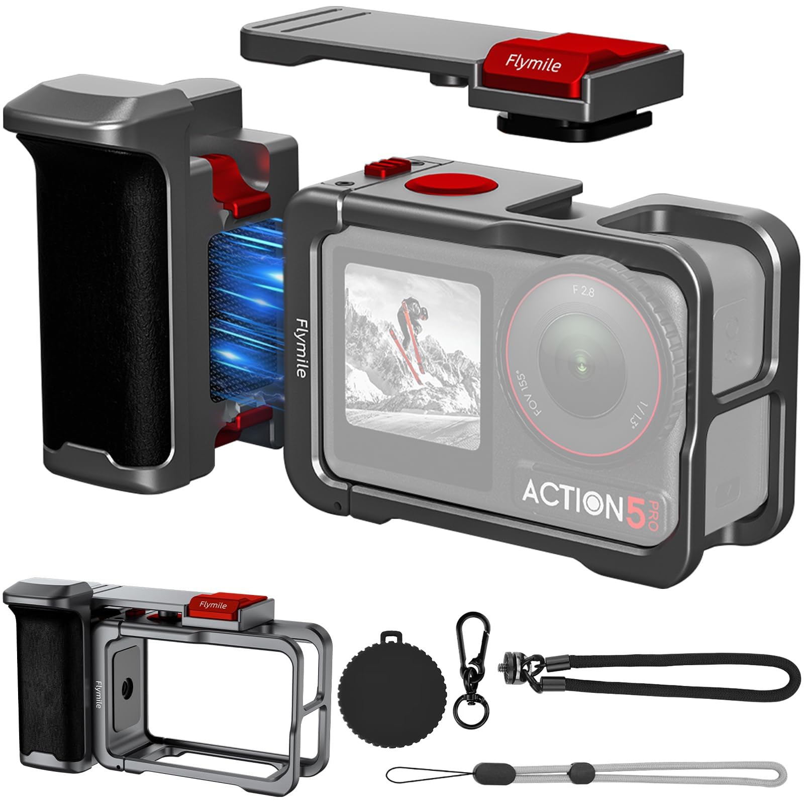 il grip kit per osmo action 5 pro da terra con protezione metallica e accessori verticali e orizzontali per fotografo amatoriale