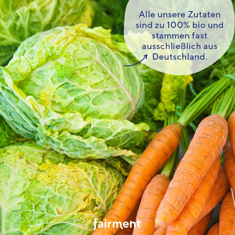 Fairment Kultur Kraut Gold - lebendiges Sauerkraut im Glas mit Karotten, Ingwer und Kurkuma - natürlich fermentiert und nicht pasteurisiert