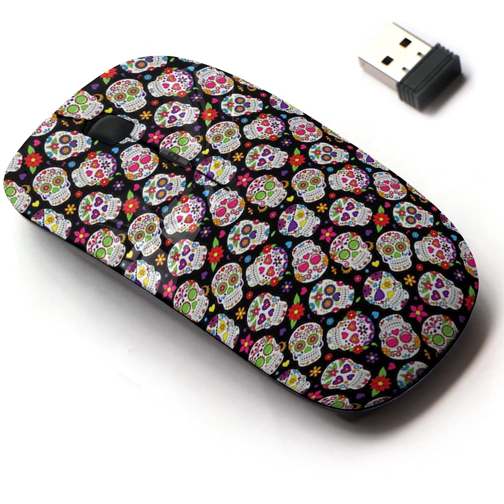 Skull With Pink Band Pattern - Wireless Mouse, 2.4G Portable Optical Mouse With Nano USB Receiver For Kids, Children