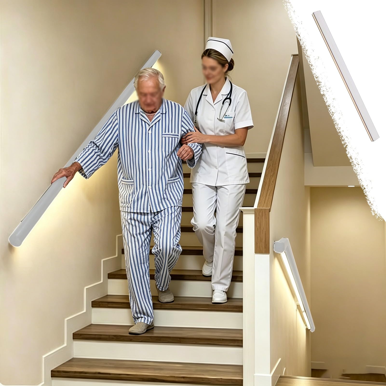 Rampe d'escalier lumineuse blanche au design épuré LED 24V 2 mètres