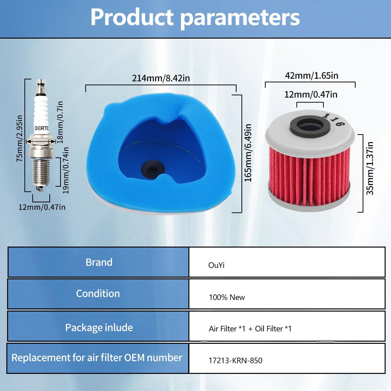 Amazon.com: Motorcycle Air Filter & Oil Filter & Spark Plug