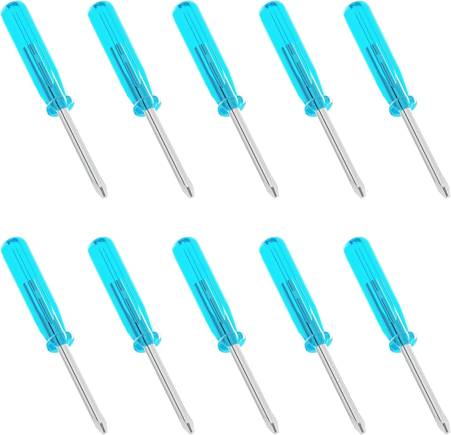 10PCS Mini Phillips Screwdriver, 3mm Cross Head with Blue Non-slip Handle for Small Appliances, 1.77"(45mm) Total Length, Non-magnetic