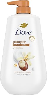 Dove Pamper Shea Butter & Vanilla Body Wash Pump: 24HR Moisturizing, Sulfate-Free, Paraben-Free, 30.6 oz Lotion-Soft Skin