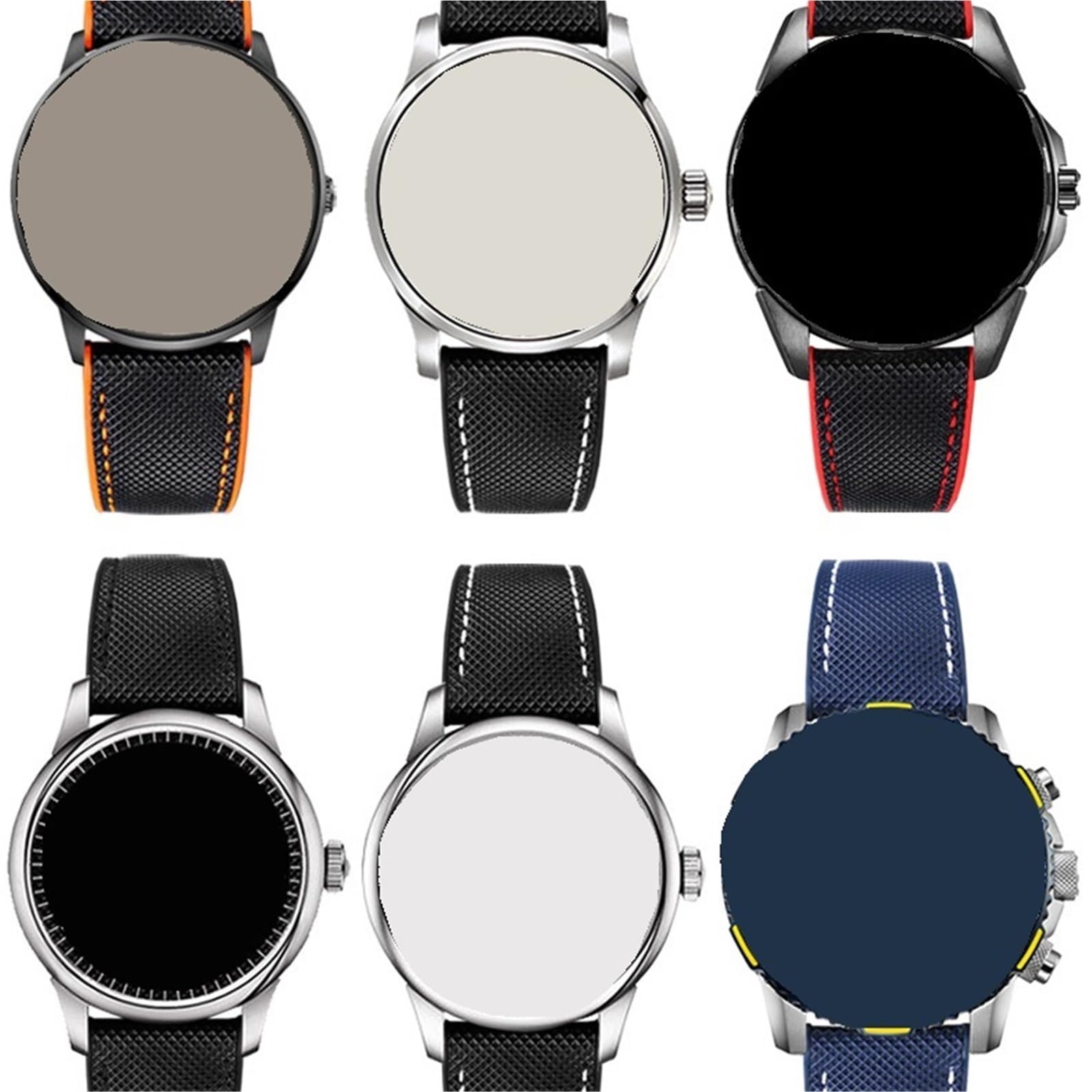 Correa de reloj con parte inferior de goma de nailon, correa de reloj for hombre de 20mm, 22mm, 23 y 24mm con hebilla de acero inoxidable