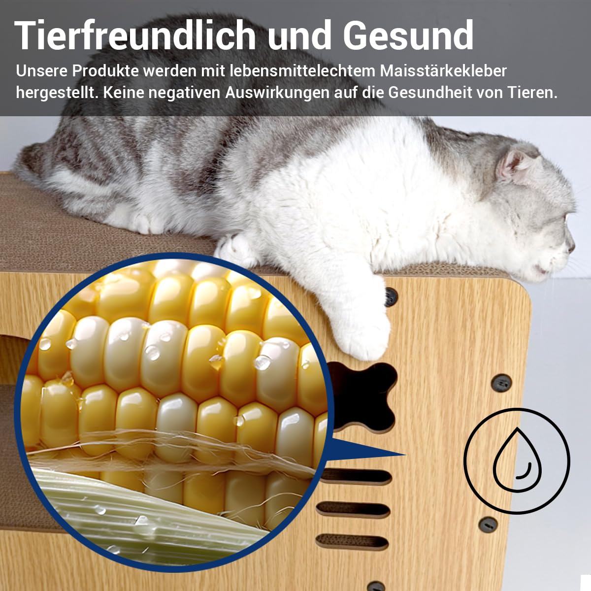 Katzenhöhle mit Kratzbrett, XXL Katzenhaus Indoor aus Pappe, Kratzpappe für Katzen, Kratzpad Lounge, Langlebiges Katzenspielzeug 55 * 29 * 28cm (Katzenkopf)