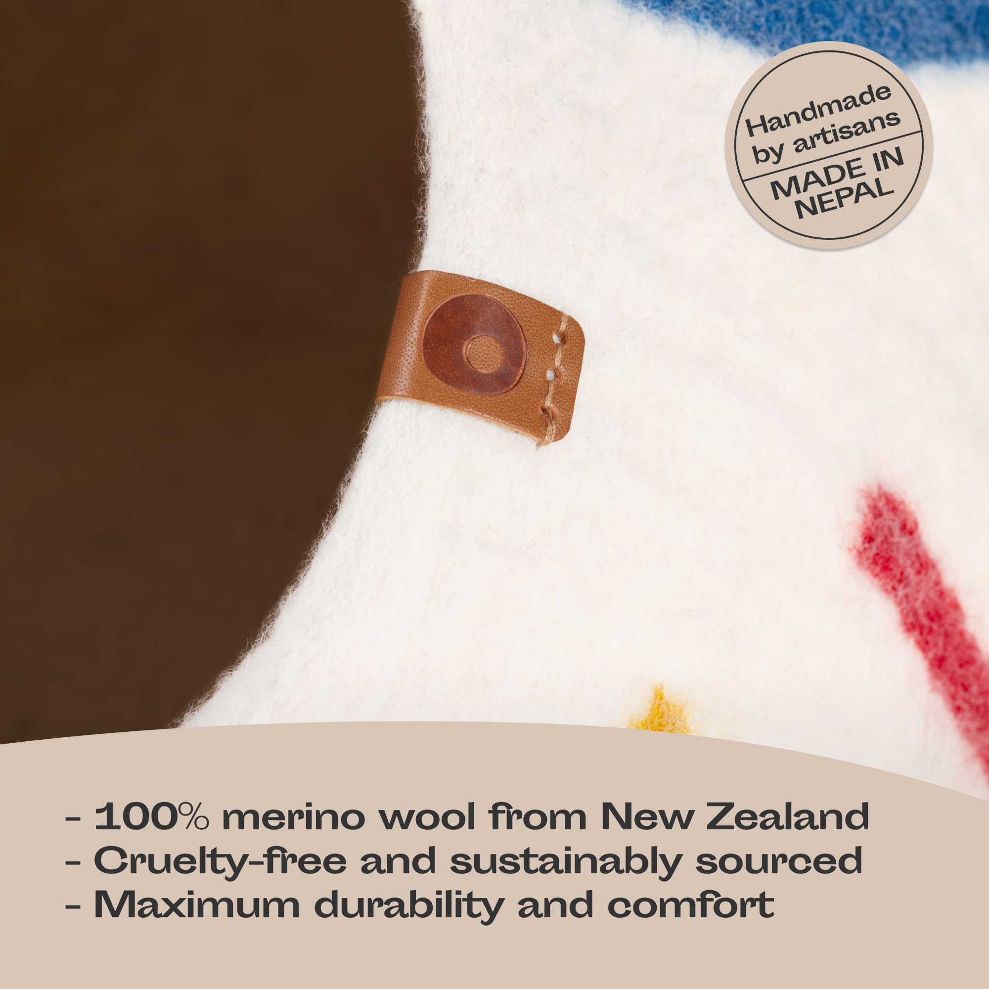 MEOWFIA Cat Cave - Premium Felt Cat Bed for Indoor Cats Handmade Merino Wool (Ivory Rainbow, Medium) - Image 3