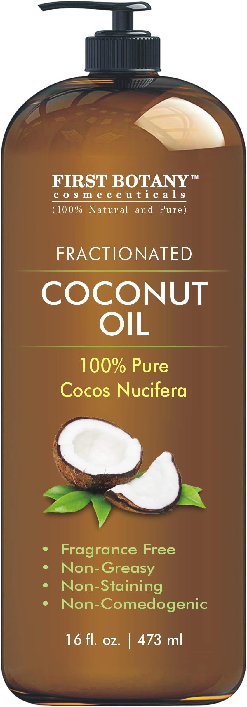 Fractionated Coconut Oil 470ml - 100% Natural & Pure MCT Coconut Oil for Hair, Skin,and Aromatherapy Carrier Oil, Massage Oil,Best Skin Moisturiser - UV Resistant BPA Free Bottle