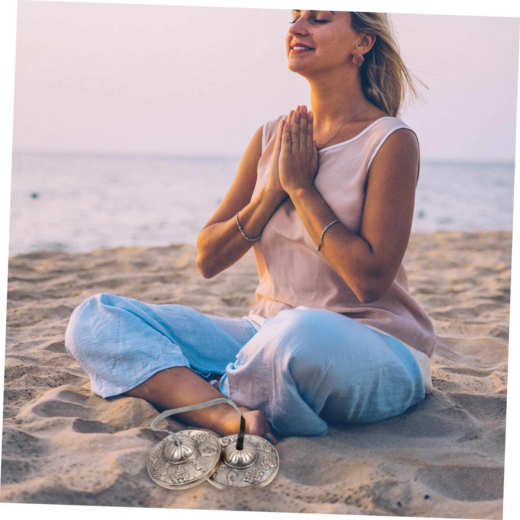 Tibetische Zimbelglocke aus Messing Silber für Meditation