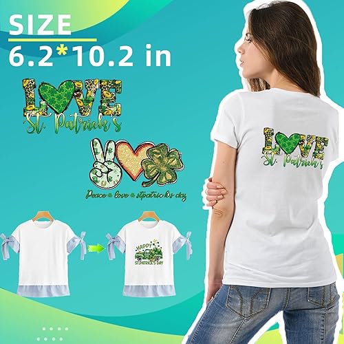 Miniatura 5 de 9 calcomanías de transferencia para planchar del día de San Patricio, papel de transferencia para planchar, calcomanías verdes para planchar para